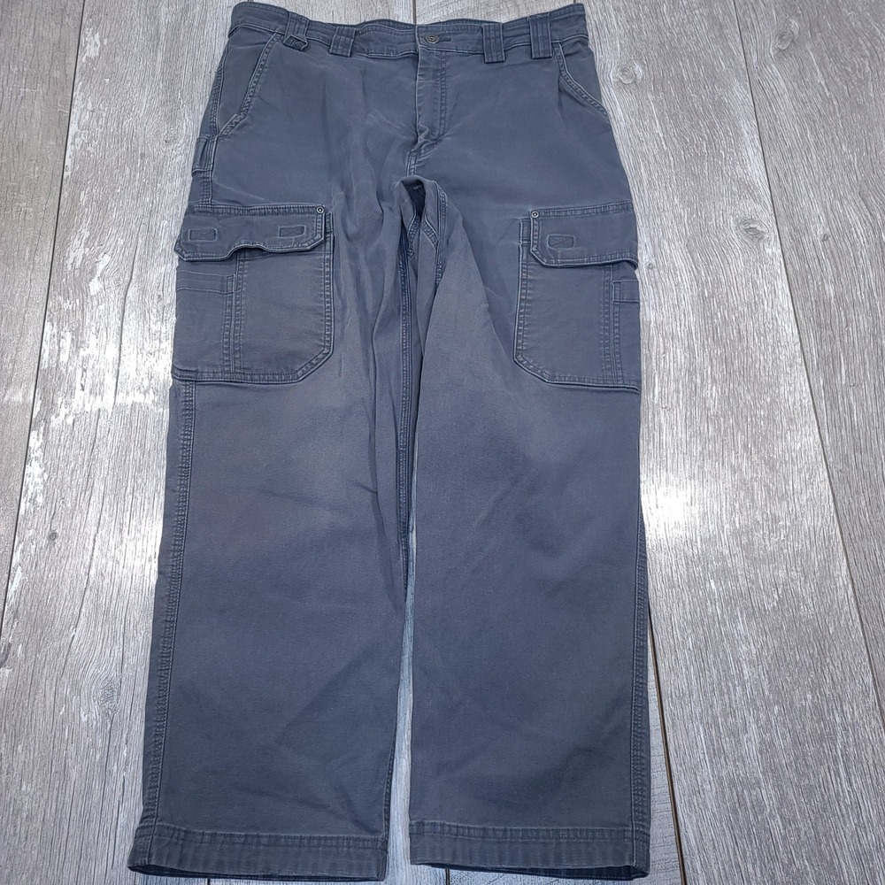 Duluth Trading Co Cargo Pants Mens 36x29 Gray Flex Fire Hose Work Trousers